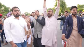 PTI workers protest in front of Supreme Court in Islamabad, Pakistan