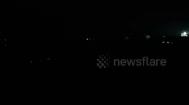 Israeli aerial strike hits house in the city of Deir al-Bahr in Gaza Strip