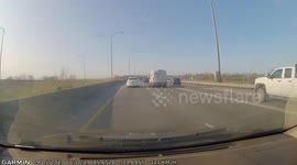 Car Hood Pops Open On Highway