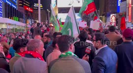 Chants to Protest Imran Khan Arrest at Times Square in New York, USA