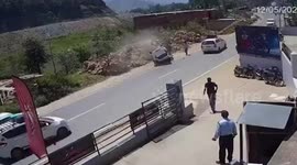 Pedestrian recklessly crosses the road causing dangerous car accident
