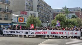 Tight police security around a rally by controversed far right group Action Française. Paris, France, Espace Charenton , 13 may 2023