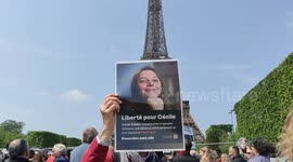 Rally for Cécile Kohler, the French teacher detained in Iran. Paris. France. Champs-de-Mars. Paris, France,14 may 2023. 14h. On May 7, 2022, Cécile Kohler, a 38-year-old French teacher, was arrested with her companion during their vacation in Iran. Suspec