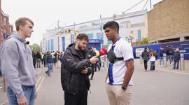 Chelsea Fans play the football word association game outside Stamford Bridge