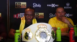 Promoter of KSI shuts down a reporter for asking a question about controversial elbow shot
