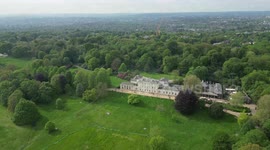 Birds-eye view above the greenest urban area in the World - London
