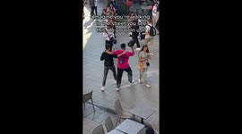 Guy with main-character energy singlehandedly kicks off an impromptu dance party in a French city