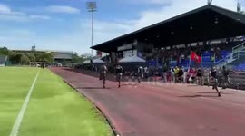 Police race while giving wives piggybacks at amusing sports day in Thailand