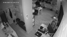 Ram raid of a hair salon, karma bites when one face plants hard when leaving