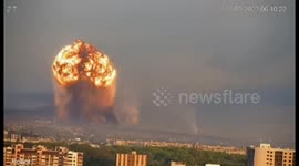 Giant fireball rises above Khmelnytskyi, Ukraine