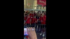 Morocco's football team singing & chanting with fans following historic WC win against Spain