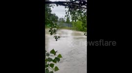 Italian Grand Prix cancelled: View from outside Mercedes motorhome threatened by flooding