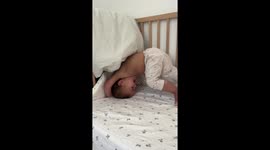 Cute little girl wins hearts while trying to do yoga in her cheery mood