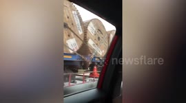 Motorist honks at truck driver as fire breaks out on trailer