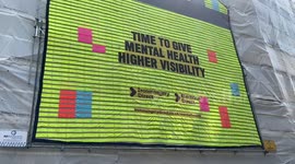 Artwork made from 687 hi-vis vests displayed to raise awareness of suicides in the trades