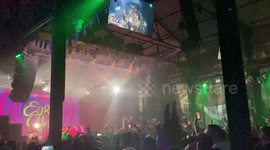 Fans celebrate in EuroClub, the official fan club, after the Eurovision Grand Final 2023