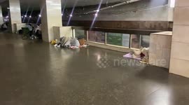 Residents of Kyiv take shelter in tube stations from Russian missile attacks