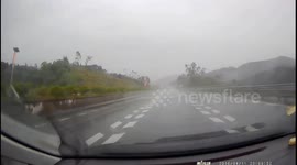 Vehicle Spins Wildly on Chinese Highway