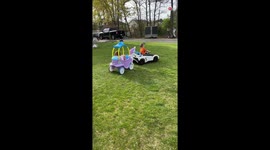 Children playing with Electric Toy car and horse carriage fall over *Hilarious Fail*