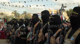 Militant group Palestinian Islamic Jihad holds rally to commemorate those killed operatives in past five days of fighting
