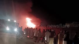 Peshawar, Pakistan wheels, tyres, and alloys rims shop got on fire