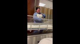 Hilarious moment aunt holds 'hatted' lemonade drink instead of newborn baby in funny prank