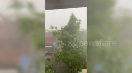 Storm aftermath where five schoolchildren were killed and dozens injured in Thailand