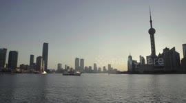 Timelapse of the Huangpu River Besides the Bund in Shanghai, China
