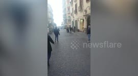 Woman injured by two pet dogs fighting in street in Italy