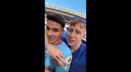Jubilant Manchester City fan storms pitch to kiss Julian Alvarez after title win