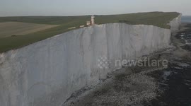 Cliff fall by Belle Tout Lighthouse, Beachy Head, East Sussex, UK