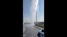 Broken Pipe Creates 50 Foot Geyser
