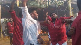 dancing at village temple festival with yougsters