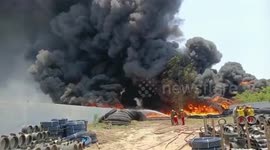 Massive fire breaks out at pipe warehouse in eastern India