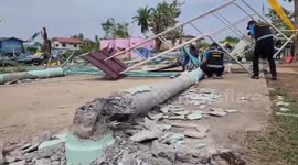 Authorities clear wreckage of collapsed school roof that killed four schoolchildren and injured 18 others in Thailand