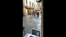 People Fall into Venice Floodwater