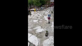 Spain: Heavy Rain And Hail Flood Streets In Sant Hilari Sacalm, Catalonia 3