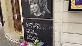 Tina Turner fans leave flowers outside London's Aldwych Theatre