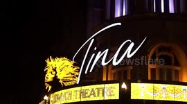 First floral tributes to Tina Turner outside Aldwych Theatre on the night music legend died in Switzerland