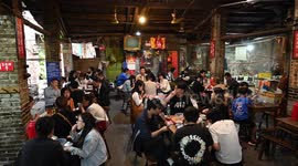 Citizens Drink Tea And Chat at An Antique Teahouse in Chongqing, China
