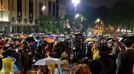 People Protest Near the Parliament in Tbilisi, Georgia