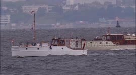 Convoy of historic Dunkirk Little Ships arrive on River Medway in Kent, UK