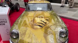 First fully electric Jaguar E-type Roadster dedicated to Jimi Hendrix displayed at Concours on Savile Row