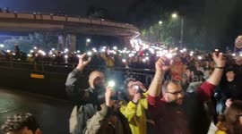 Two Big Groups of Protesters Meet Each Other at the Freedom Square in Tbilisi, Georgia