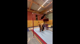 Gymnasts fail hard and hilariously when trying to do a frontlever stack together