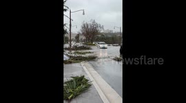 Flooding on The Main Roads in Tumon, Guam Due to Typhoom Mawar