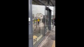 Angry Man Kicks Store Doors Open