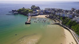 Drone footage of Tenby Harbour, Pembrokeshire, Wales, United Kingdom.