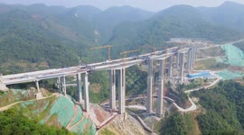 Qingchi Bridge Construction In Bijie, China