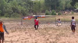 Locals launch spectacular homemade spinning rocket to mark rainy season in Thailand